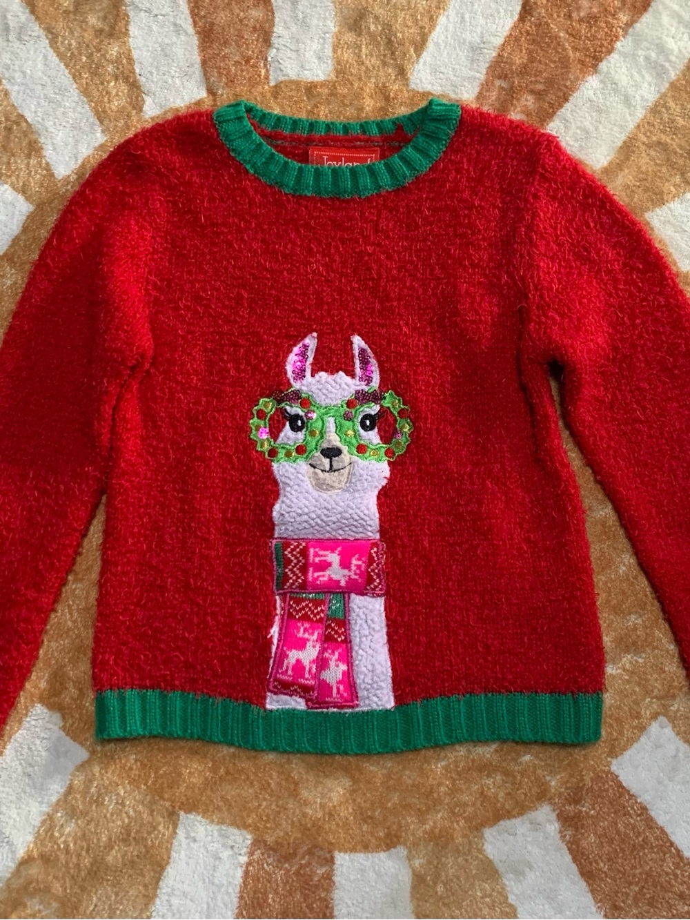Taylor Lane Kids' Red Llama Holiday Sweater